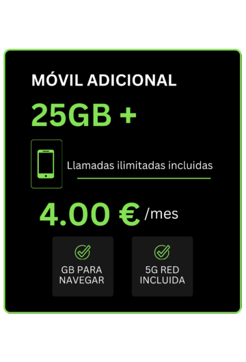 Plan móvil adicional 4,00 €