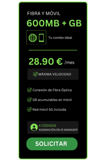 Fibra y móvil 28,90 €