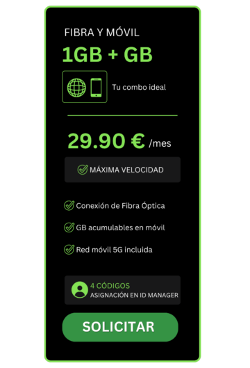 Fibra y móvil 29,90 €